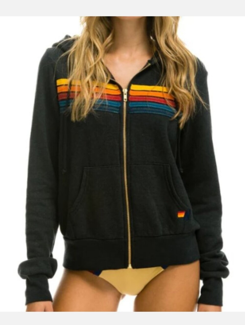 AVIATOR NATION 5 STRIPE - ZIP HOODIE CHARCOAL XS